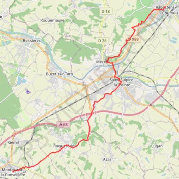 Trace GPS Rabastens-Montastruc, itinéraire, parcours