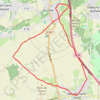 Trace GPS De Neuville-Saint-Vaast à Souchez, itinéraire, parcours