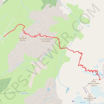 Trace GPS Cimes de la Cochette par les Aiguillettes de Vaujany (Grandes Rousses), itinéraire, parcours