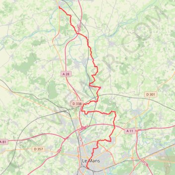 Trace GPS Beaumont-sur-Sarthe / Le Mans, itinéraire, parcours