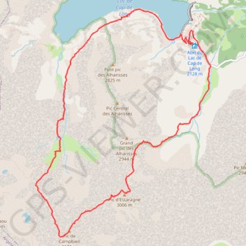 Trace GPS Pic d'Estaragne et Pic Cambieil, itinéraire, parcours