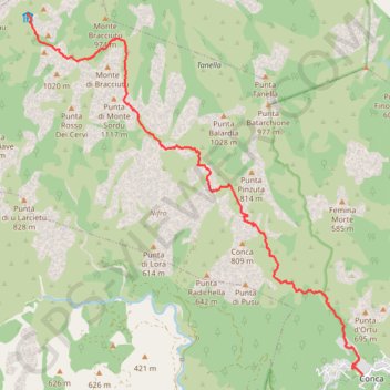 Trace GPS GR20 Etappe 16 Palari - CONCA, itinéraire, parcours