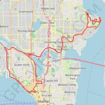 Trace GPS Biking around Seattle, itinéraire, parcours