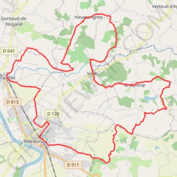 Trace GPS Circuit des Coteaux de Garonne - Tonneins, itinéraire, parcours