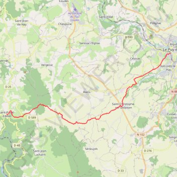 Trace GPS Le Puy - Saint-Privat, itinéraire, parcours