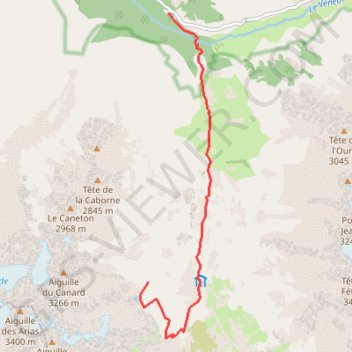 Trace GPS Lac des Bèches - vallon de la Lavey - Ecrins, itinéraire, parcours