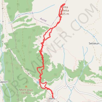 Trace GPS Punta Ouilletta, itinéraire, parcours