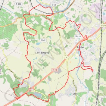 Trace GPS Roullet Les Meulieres 31 kms, itinéraire, parcours