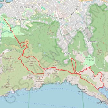 Trace GPS Boucle Calanques Montredon - Sormiou, itinéraire, parcours