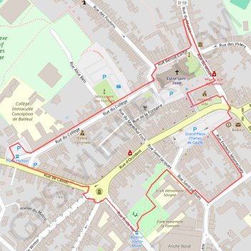Trace GPS Itinéraire du patrimoine de Bailleul, itinéraire, parcours
