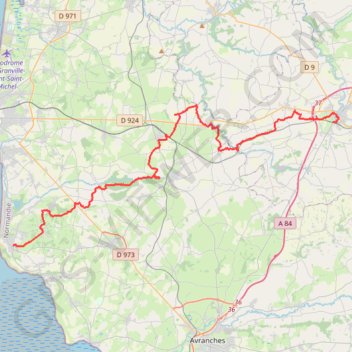 Trace GPS Les belvédères du Mont-Saint-Michel : de Villedieu-les-Poêles à Carolles, itinéraire, parcours