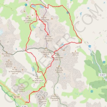 Trace GPS Pointe des Cerces, itinéraire, parcours