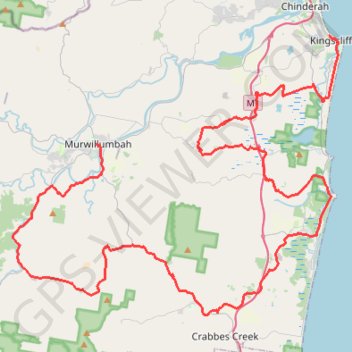 Trace GPS Murwillumbah - Kingscliff, itinéraire, parcours