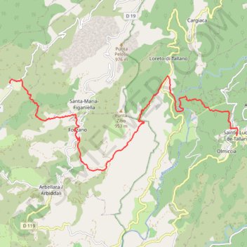 Trace GPS Corse du sud, Burgo Santa Lucia di Tallano, itinéraire, parcours