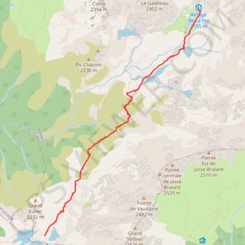 Trace GPS Lac robert vers refuge de la Pra, itinéraire, parcours