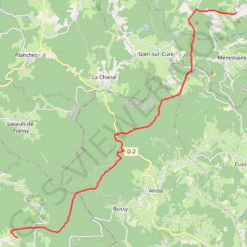 Trace GPS Arleuf - Anost, itinéraire, parcours