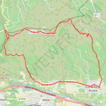Trace GPS Forca Real - Corneilla la Riviere, itinéraire, parcours
