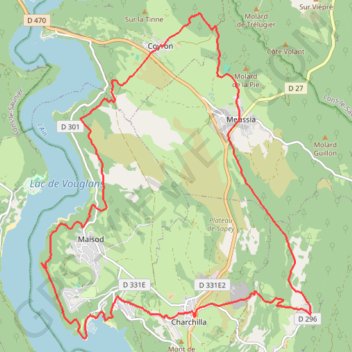 Trace GPS Charchilla - Coyron - lac de Vouglans, itinéraire, parcours