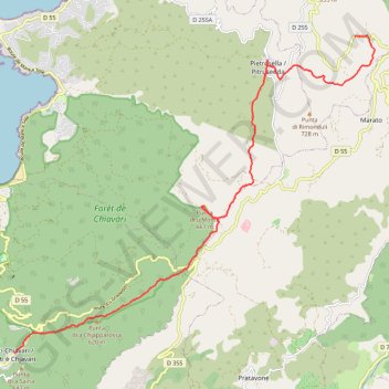 Trace GPS Corse du sud, Bisinao, Pietrosella, Coti-Chiavari, itinéraire, parcours