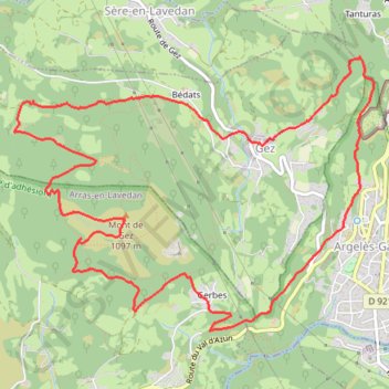 Trace GPS Le Mont de Gez en circuit - Argelès-Gazost, itinéraire, parcours