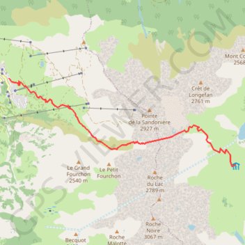 Trace GPS Valmeinier-refuge des Marches, itinéraire, parcours