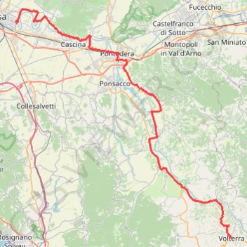 Trace GPS Pise - Volterra en vèlo, itinéraire, parcours