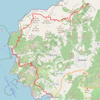 Trace GPS Majorque GR 221 - circuit de la Pierre Sèche, itinéraire, parcours