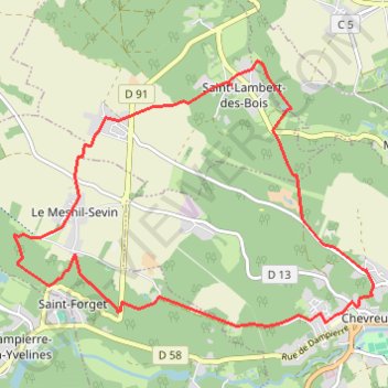 Trace GPS De Saint-Lambert à Chevreuse, itinéraire, parcours