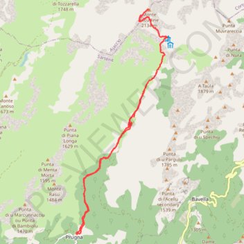 Trace GPS Mont Incudine en aller-retour depuis Prugna, itinéraire, parcours