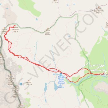 Trace GPS Monte Meidassa, itinéraire, parcours