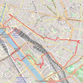 Trace GPS Balade Plantée - retour Bercy, itinéraire, parcours