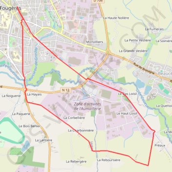 Trace GPS Fougères, itinéraire, parcours