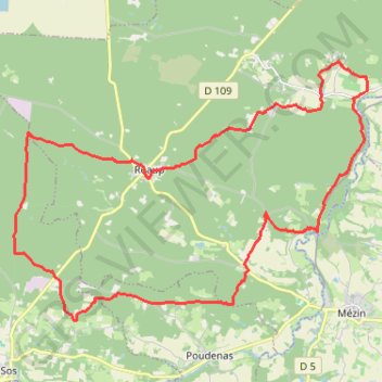 Trace GPS Réaup, longue randonnée dans la forêt Landaise - Pays d'Albret, itinéraire, parcours