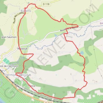 Trace GPS Clermont-Dessous / Bazens, panoramas sur la vallée de la Garonne - Pays de la vallée du Lot, itinéraire, parcours