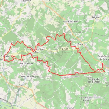 Trace GPS Boucle VTT depuis Saint-Sulpice-de-Cognac, itinéraire, parcours