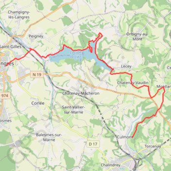 Trace GPS La Via Francigena - Traversée de la Haute-Marne - De Langres à Culmont, itinéraire, parcours