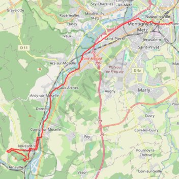 Trace GPS Novéant_Rudemont_Metz, itinéraire, parcours