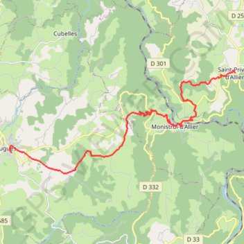 Trace GPS Saint-Privat - Saugues, itinéraire, parcours