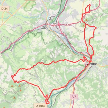 Trace GPS croix Régis Longe Condrieu, itinéraire, parcours