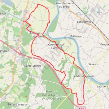 Trace GPS Circuit Garonne et canal - Fourques-sur-Garonne, itinéraire, parcours