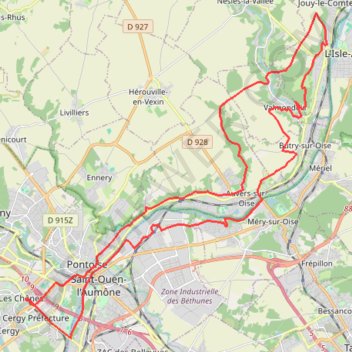 Trace GPS Cergy - Parmain - Cergy, itinéraire, parcours