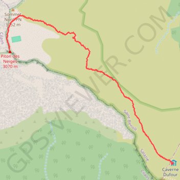 Trace GPS Gite Caverne Dufour au sommet du Piton des Neiges, itinéraire, parcours
