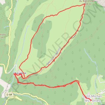 Trace GPS Rocher du Baconnet par le pas du facteur (Vercors), itinéraire, parcours