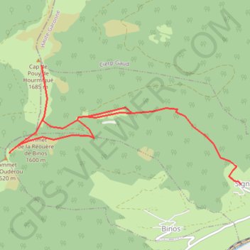 Trace GPS Sommet de l'Oudérou et cap de Pouy de Hourmigué depuis Signac, itinéraire, parcours