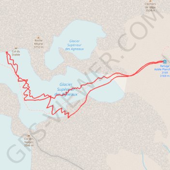 Trace GPS Tour de la Meije : Col du Diable, itinéraire, parcours