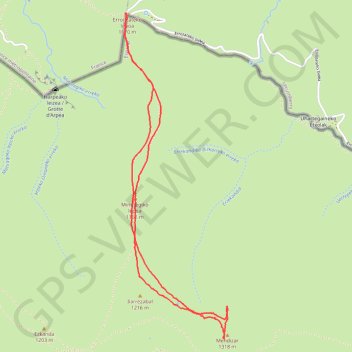 Trace GPS MENDIZAR depuis le Col d'Errozaté, itinéraire, parcours