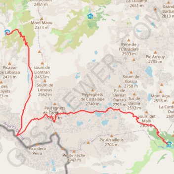 Trace GPS Rando Pyrénées - Jour 2, itinéraire, parcours