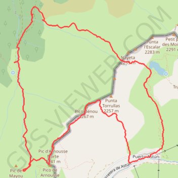 Trace GPS Tour des Torrulas : du pic Mayou au Bénou depuis Astun, itinéraire, parcours