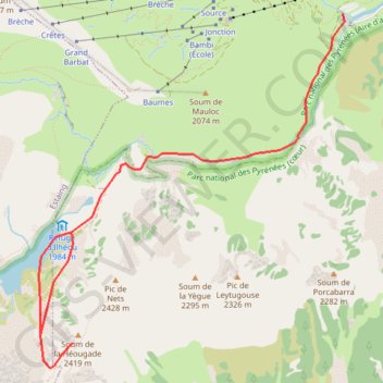Trace GPS Soum de la Héougade depuis le Campbasque, itinéraire, parcours