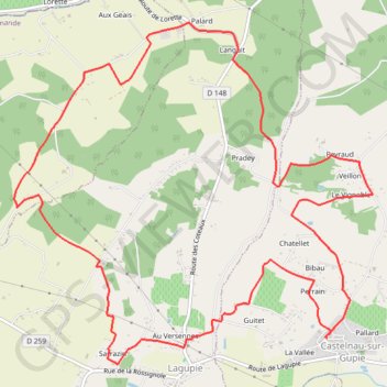 Trace GPS Castelnau-sur-Gupie, dans les coteaux de Garonne, itinéraire, parcours